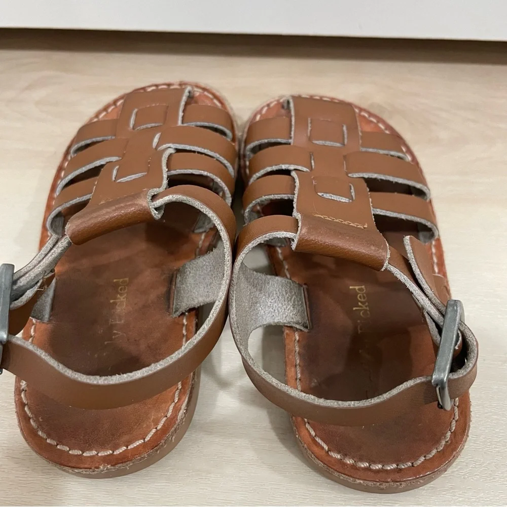Freshly Picked Brown Leather Kids Sandals